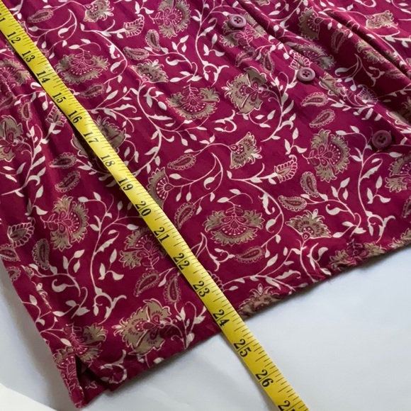 Croft & Barrow Plum Jacobean Floral Rayon Button Down Blouse - Picture 6 of 6